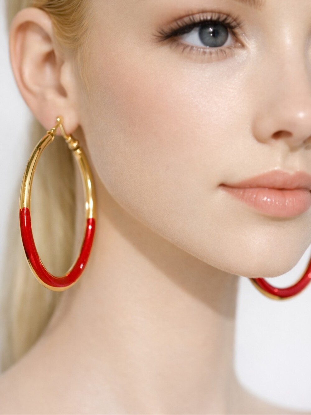 Gold & Red Enamel Big Hoop Earrings – Classic Women’s Fashion Jewelry